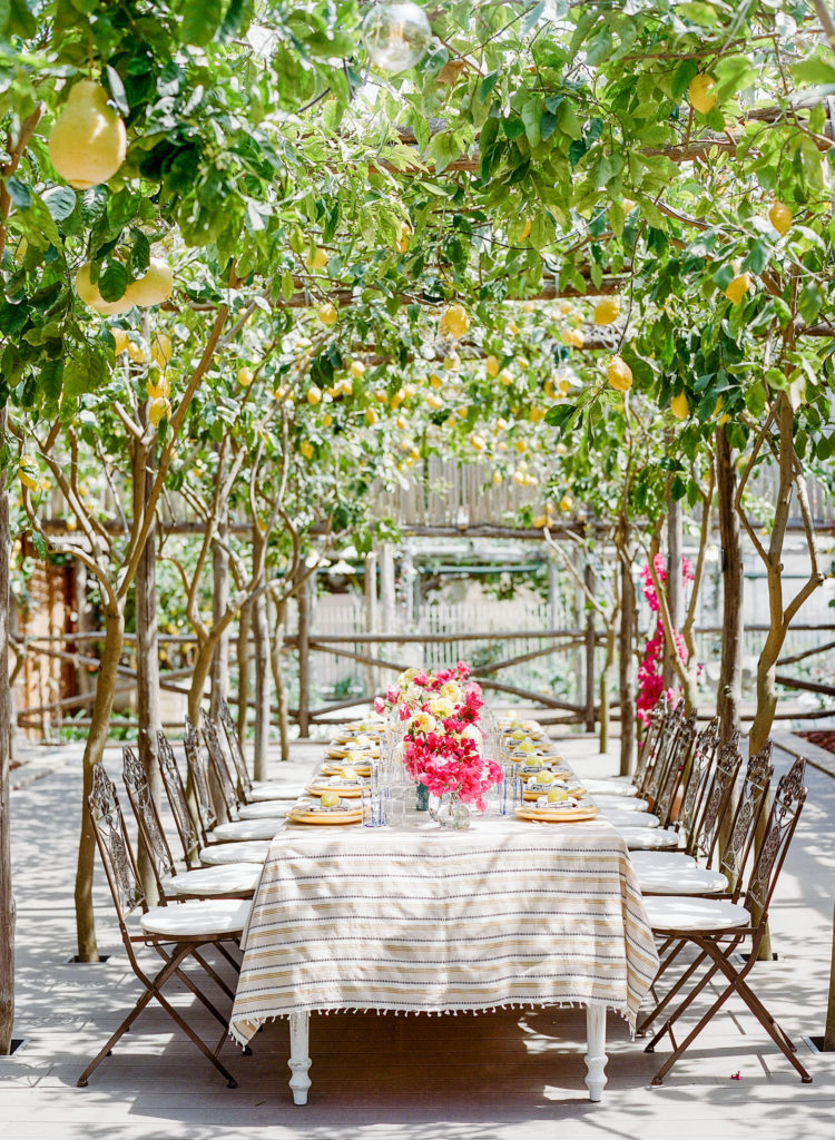 Capri Lemon Luncheon table with flowers