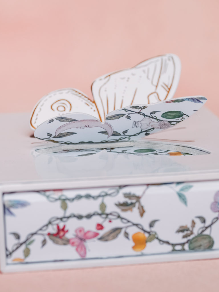 Custom butterfly invitation box by Cecile’s Paper Co.