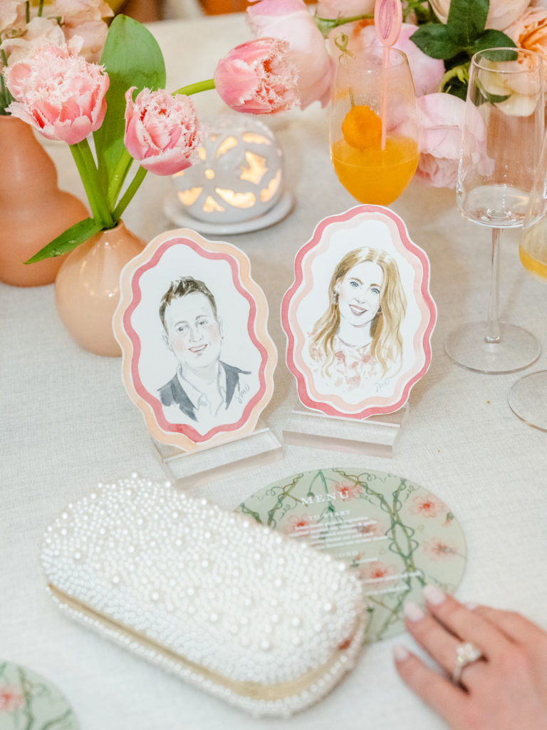 Melon-inspired portrait place cards by Shhh My Daring 