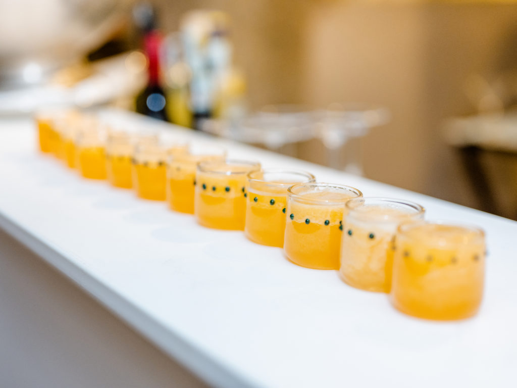 Rehearsal dinner meloncello shots at the Infinity Pool at The Belmond