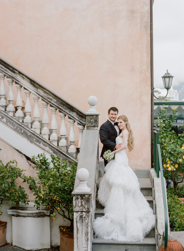 Amalfi Coast wedding bride and groom