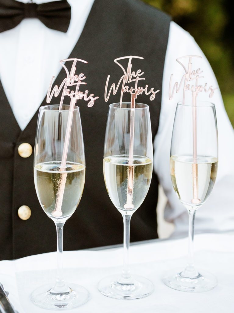 Champagne glasses at a Villa Cimbrone wedding reception