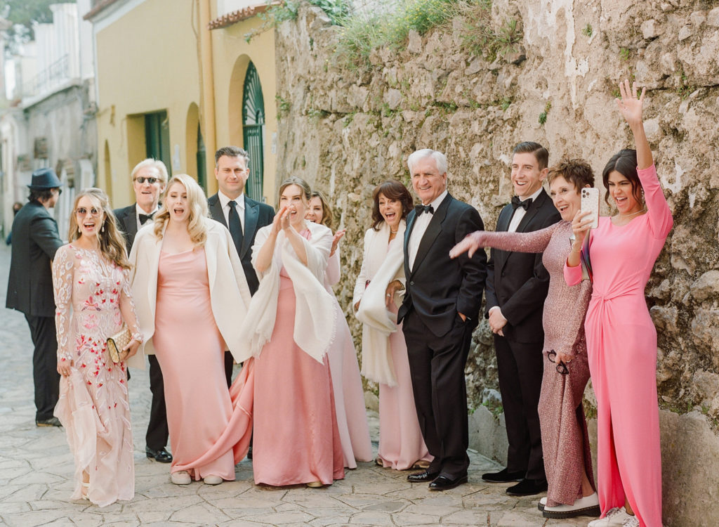 Family reacting to bride's wedding dress reveal